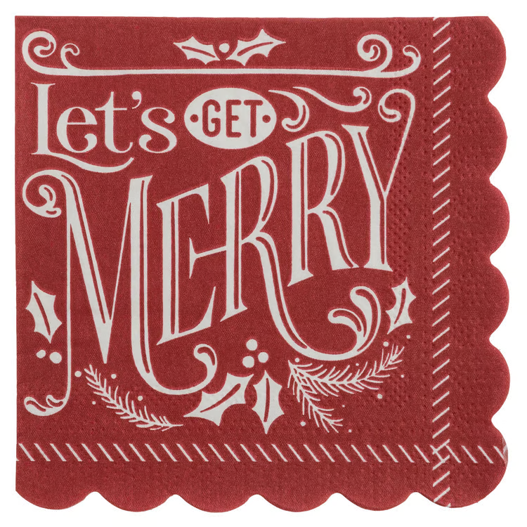Let's Get Merry Cocktail Paper Napkin