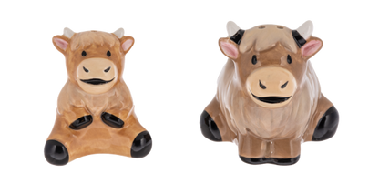 Highland Cow Stacking Salt & Pepper Shakers