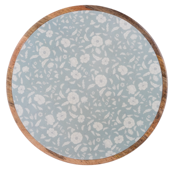 Vintage Light Blue Floral Pattern Lazy Susan