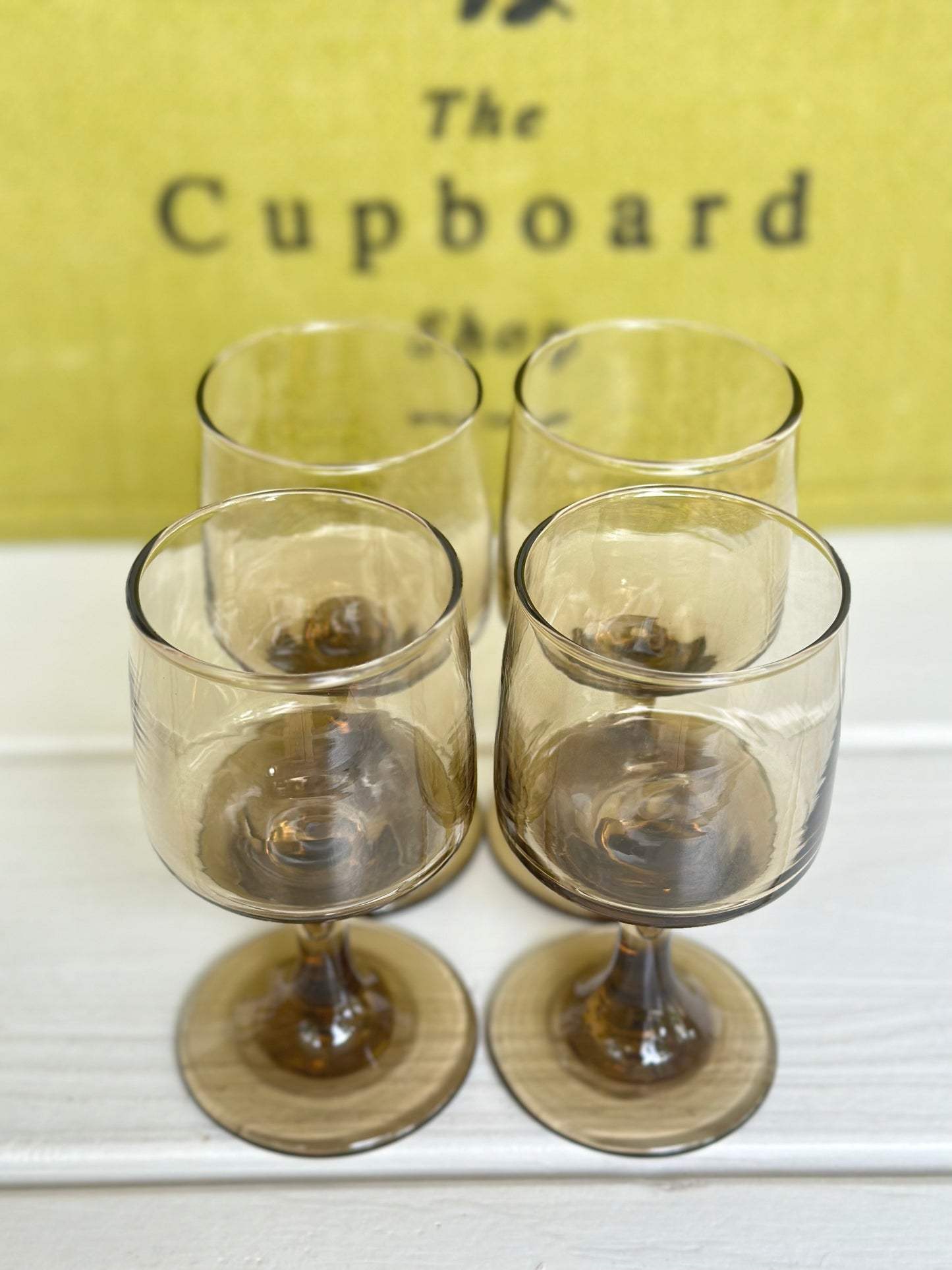 Vintage Smoke Amber Wine Glasses, Set of 4 – The Cupboard Shop NJ