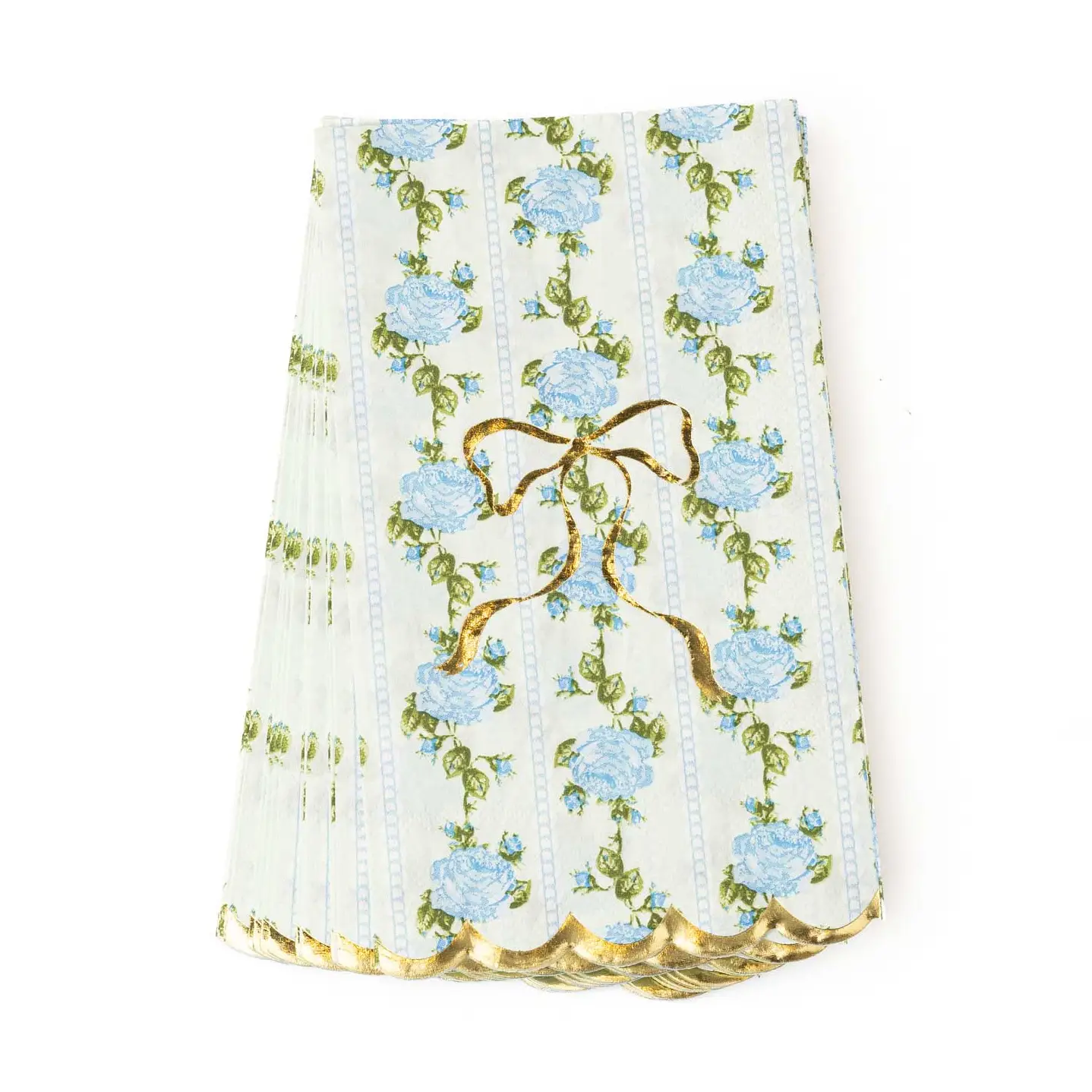 Vintage Rose Bow Mint Paper Guest Towel