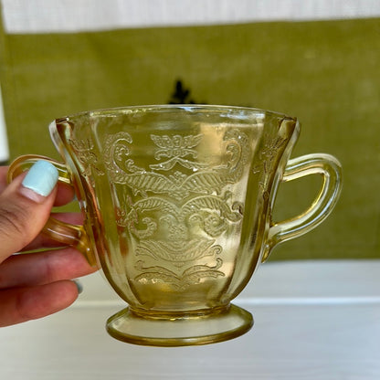 Vintage 1930 Yellow Depression Glass Sugar Bowl Style 2