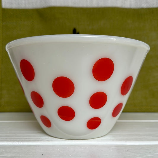 Vintage Fire-King Ivory & Red Dots Mixing Bowls