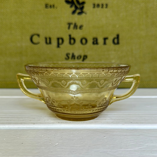 Vintage 1930 Yellow Depression Glass Sugar Bowl Style 3