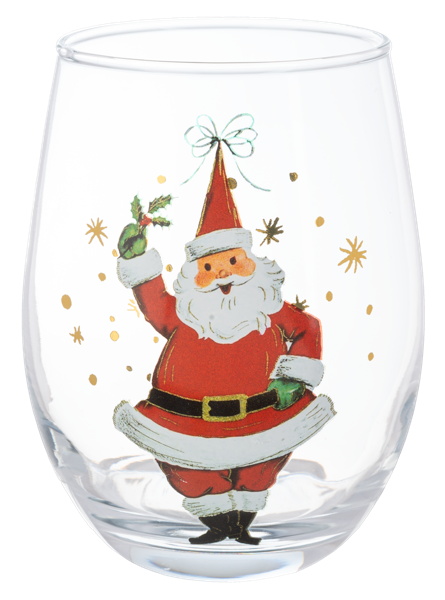 Retro Santa Low Ball Wine Glass (*Multiple Styles*)