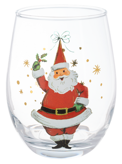 Retro Santa Low Ball Wine Glass (*Multiple Styles*)