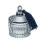 Grey Embossed Glass Trinket Box with Lid & Tassel
