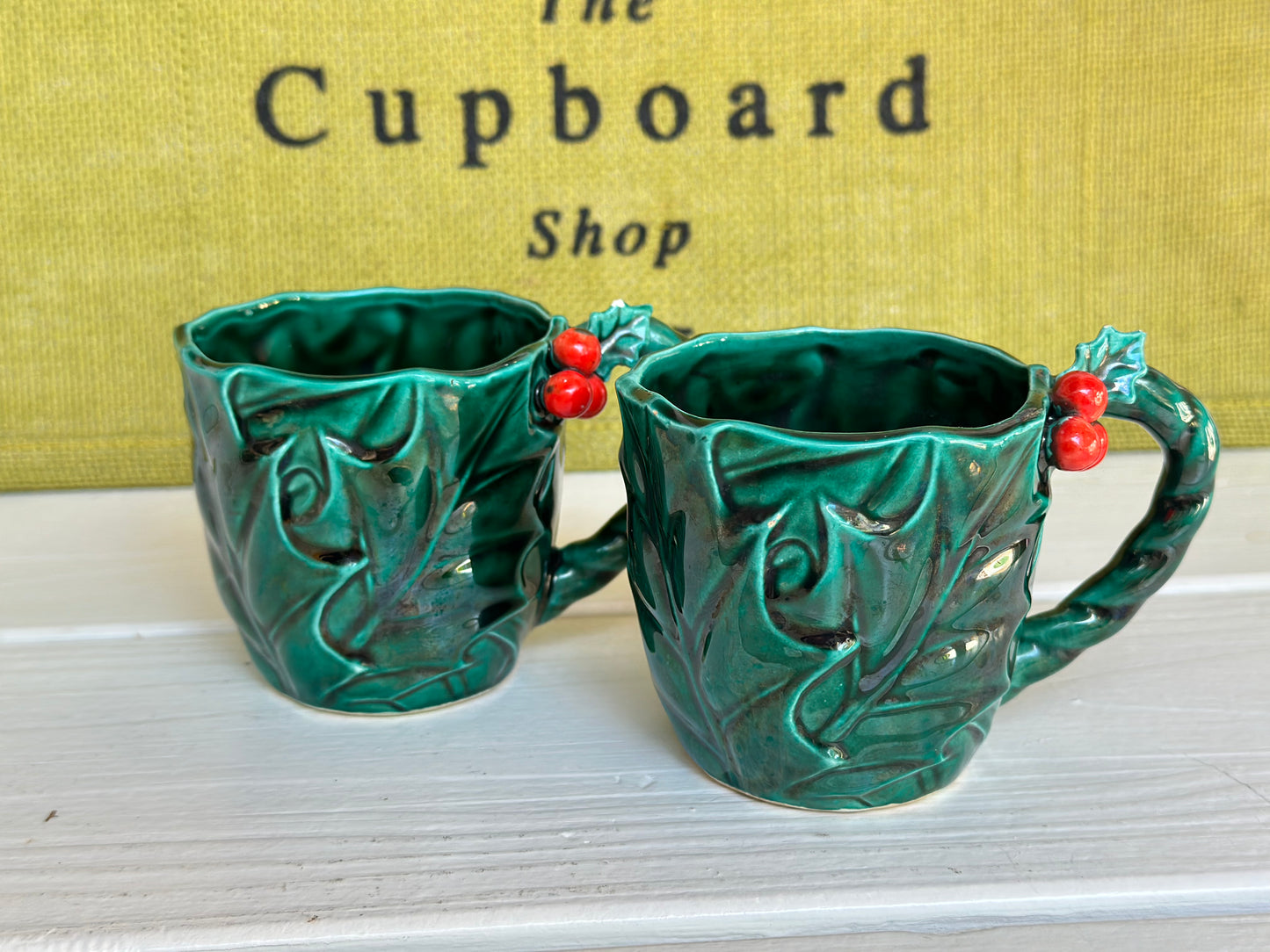 Vintage Lefton Holly Mugs