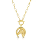 Gold Bold Horseshoe Pendant Toggle Necklace