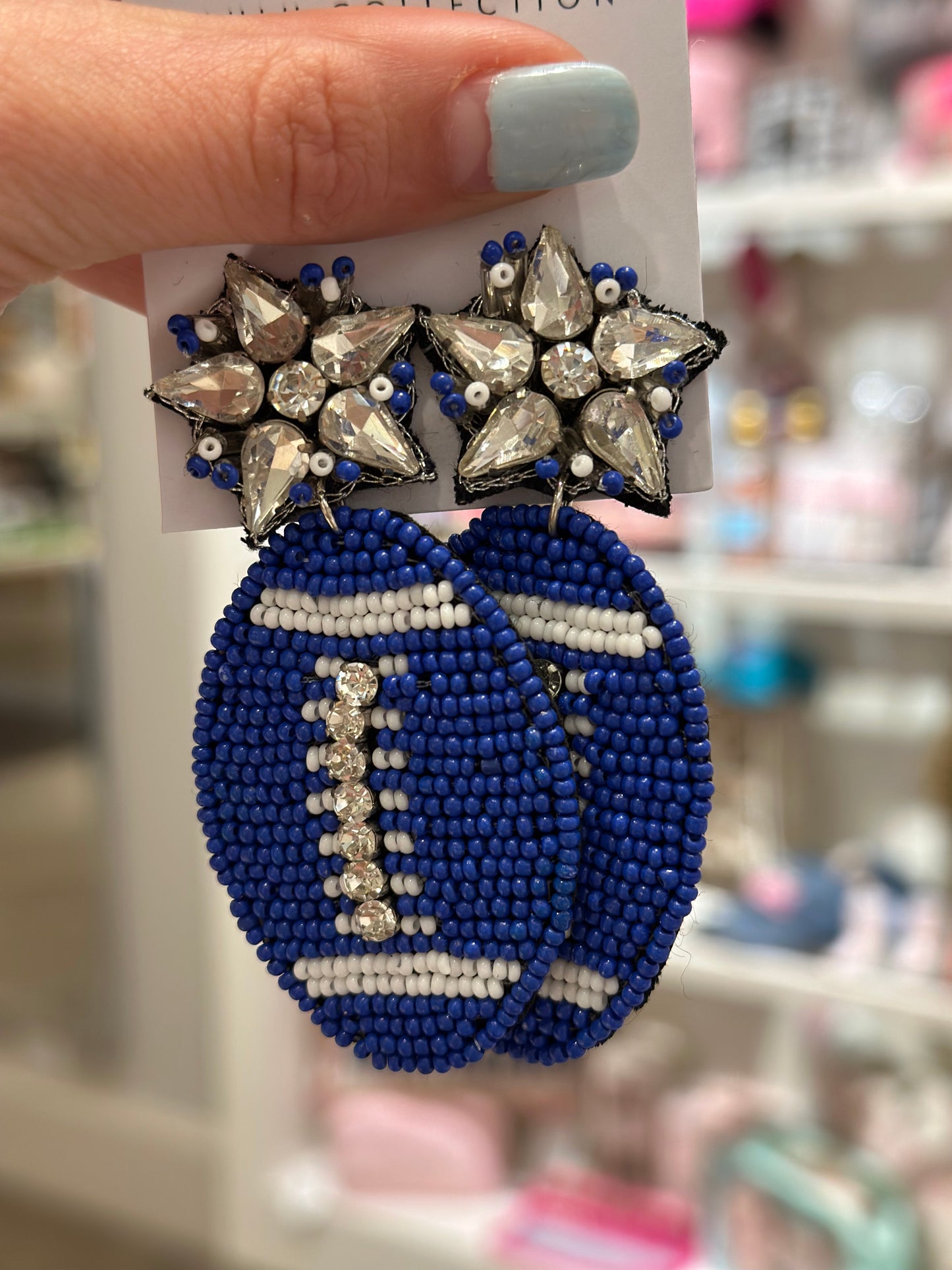 Large Football Beaded Earrings