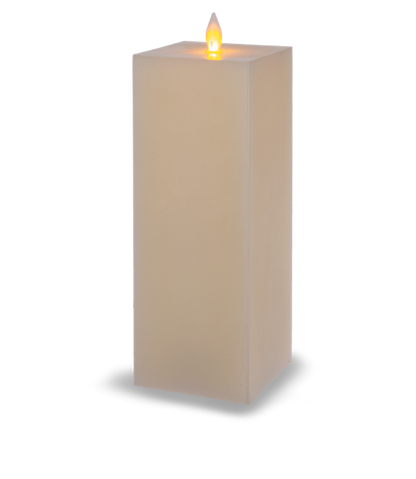 Square Ivory LED Wax Pillar Candle (8x3)