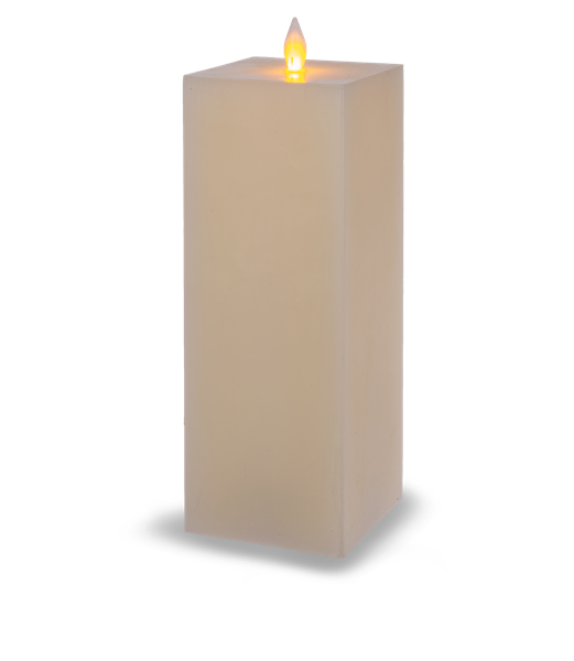 Square Ivory LED Wax Pillar Candle (8x3)