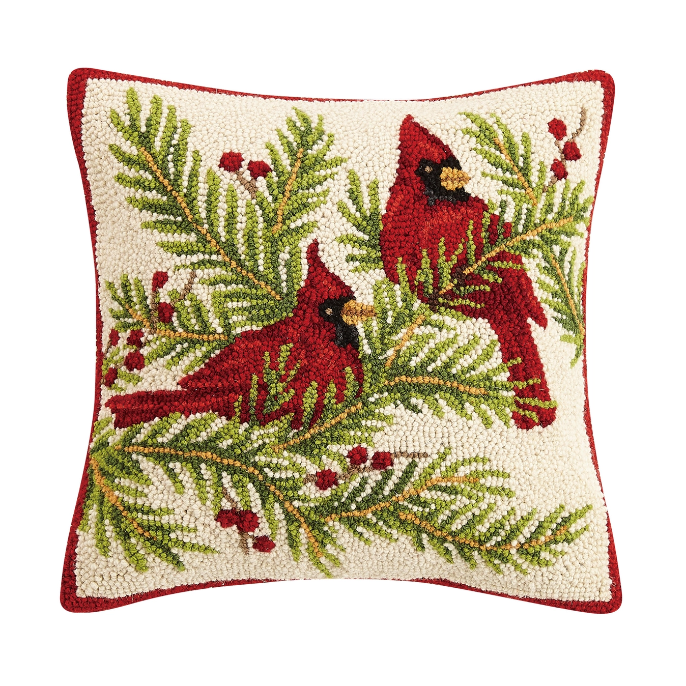 Cardinals Hook Pillow - Christmas