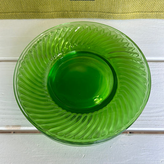 Vintage Pyrex Light Green Festival Swirl 8" Plates, Set of 6