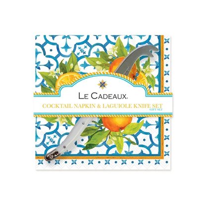 Valencia Cocktail Napkins & Cheese Knife Gift Set