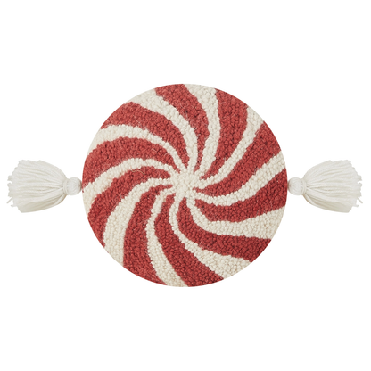 Nom Red/White Peppermint W/Tassels Hook Pillow