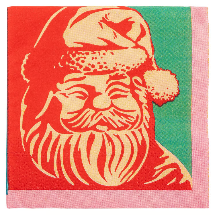 Retro Santa Cocktail Paper Napkin