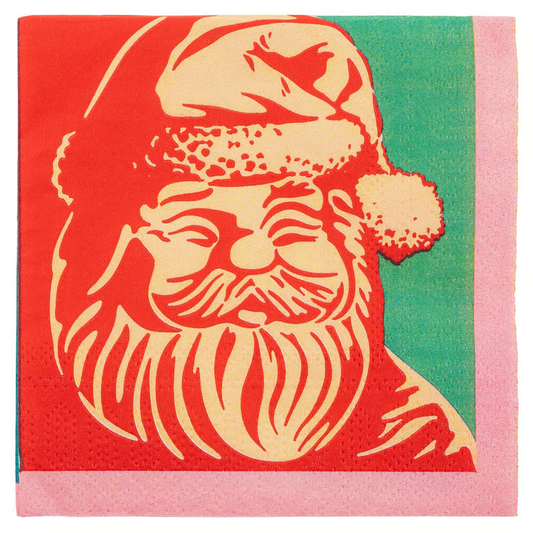 Retro Santa Cocktail Paper Napkin