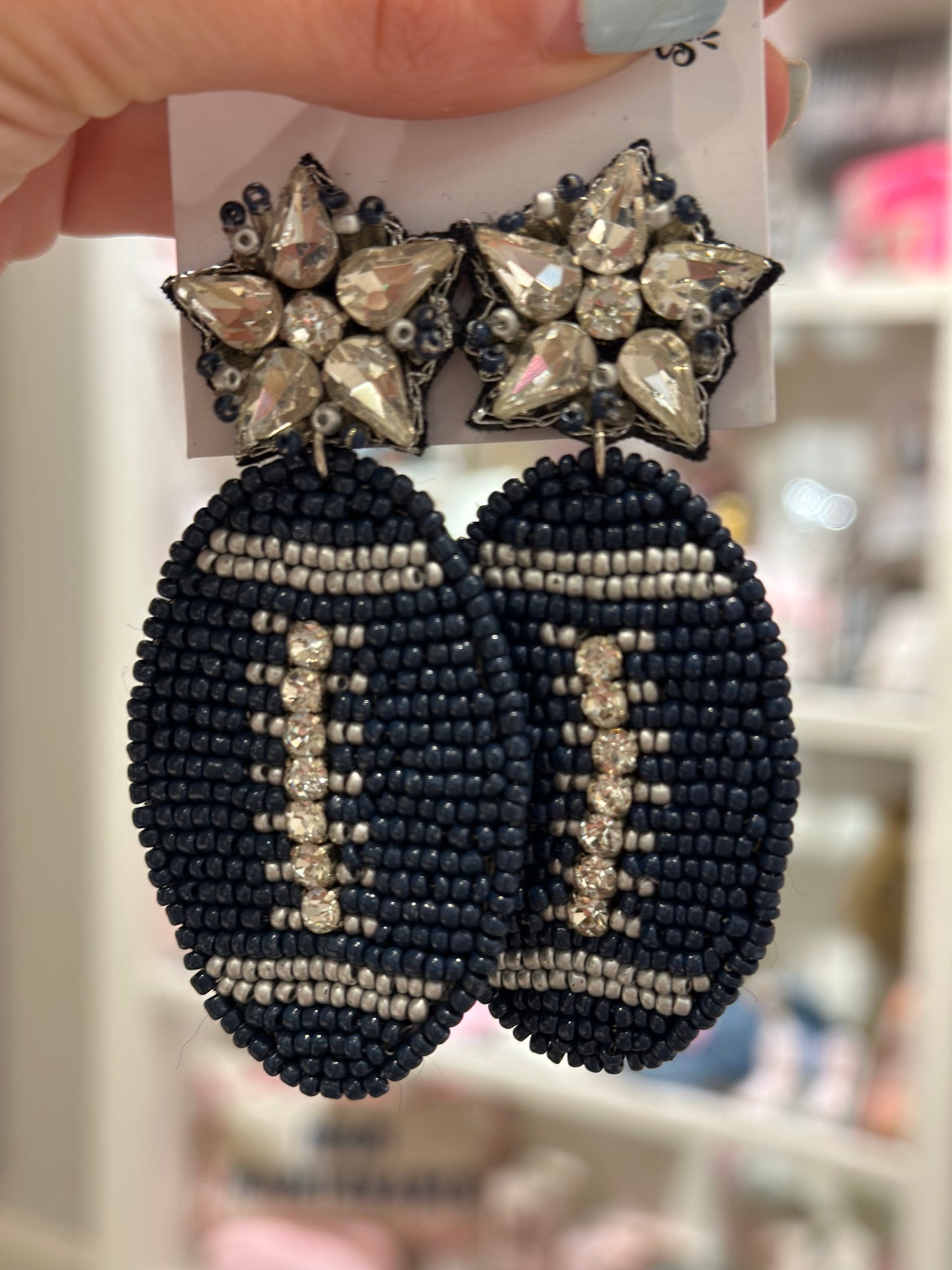 Large Football Beaded Earrings