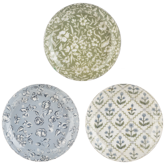 Round Vintage Floral Tidbit Plate