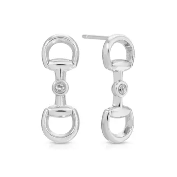 Silver Horsebit Drop Earrings