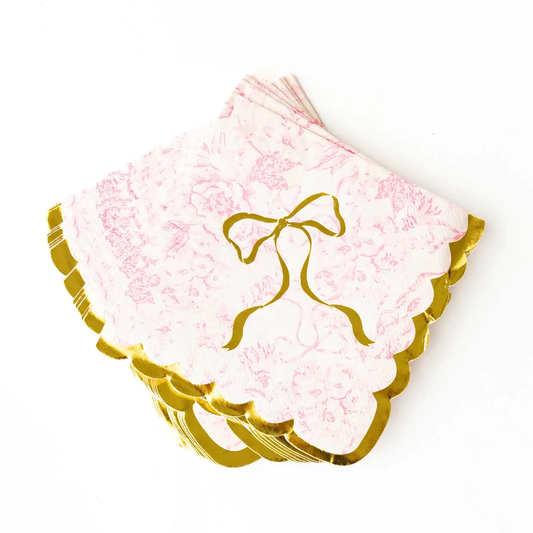 Pink Bow Toile Paper Cocktail/Beverage Napkin