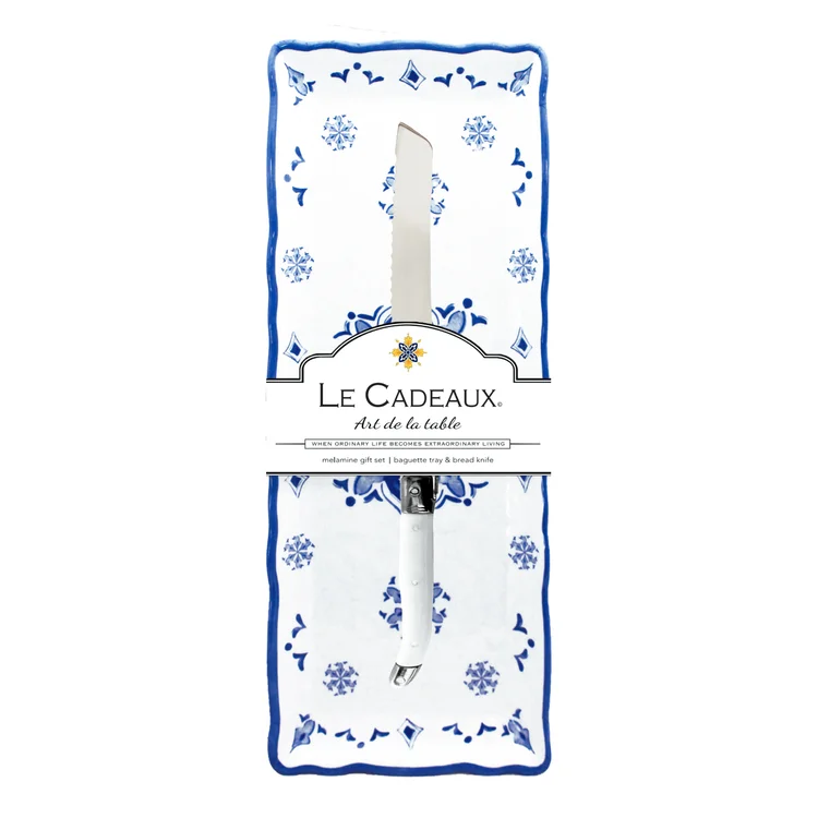 Moroccan Blue Melamine Baguette Tray Gift Set