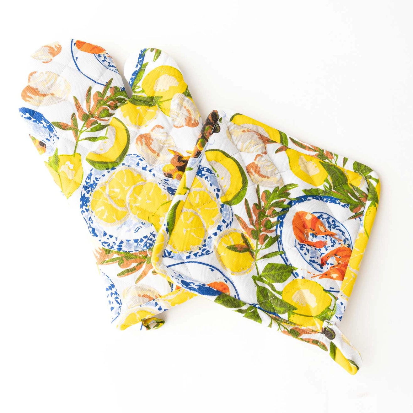 Lemon Santorini Oven Mitt Set