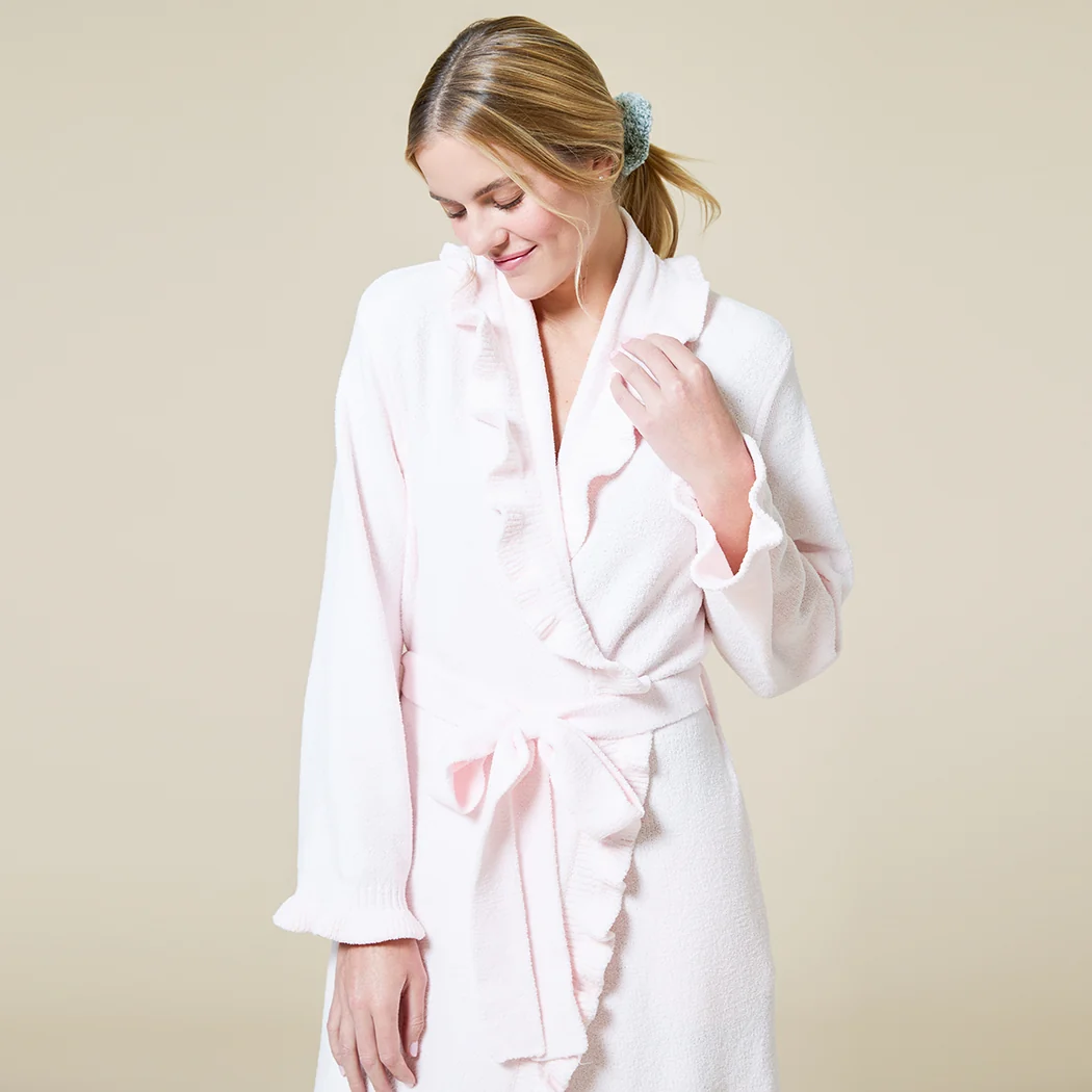 51" Light Pink Ruffle Chenille Robe