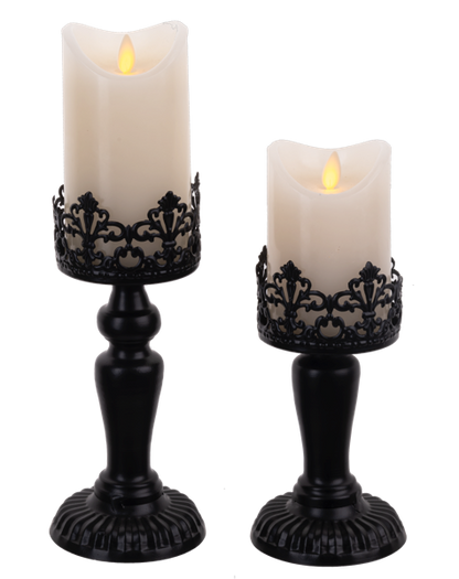 Black Scroll Pillar Holder (*Multiple Sizes*)