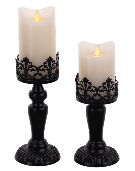 Black Scroll Pillar Holder (*Multiple Sizes*)