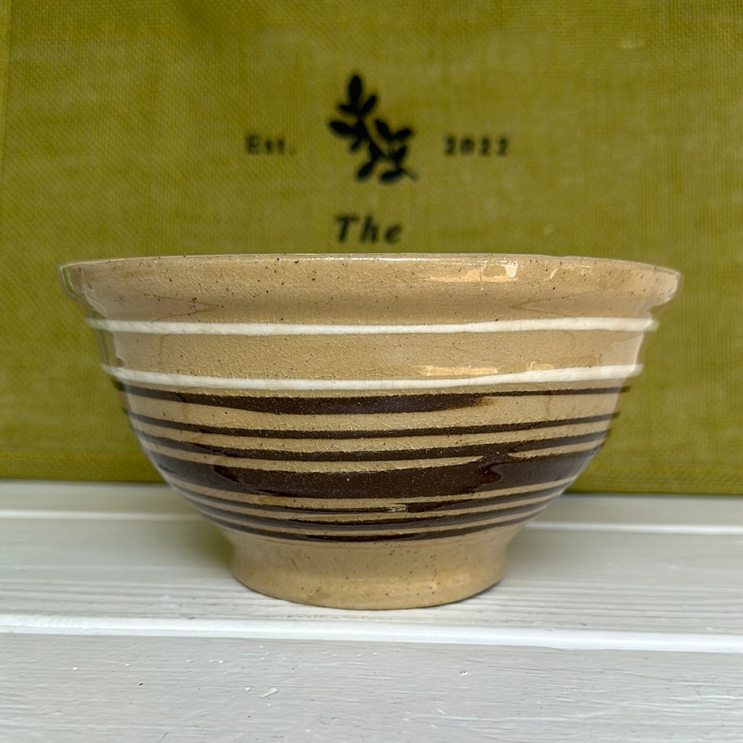 Vintage 7 1/2" Small Yellow Ware Pottery Mixing Bowl