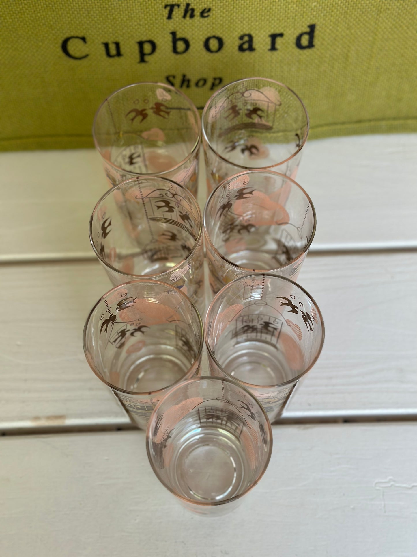 RARE Vintage 1950s Federal Glass Co. Tom Collins Glasses Valentines  Collection, Set of 7