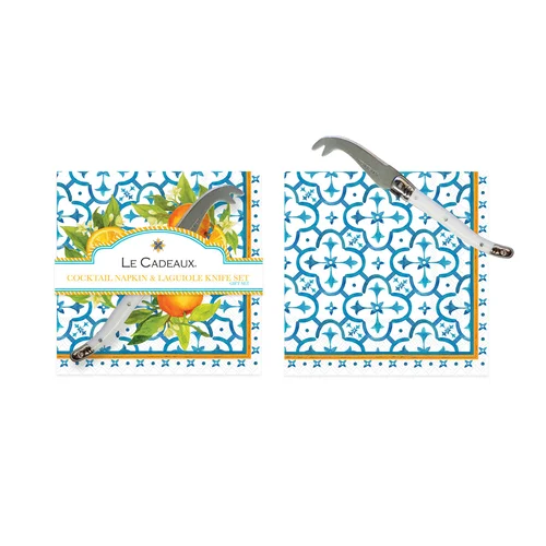 Valencia Cocktail Napkins & Cheese Knife Gift Set