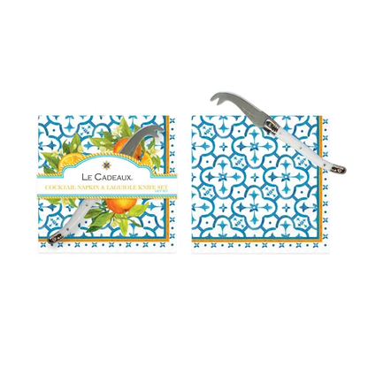 Valencia Cocktail Napkins & Cheese Knife Gift Set