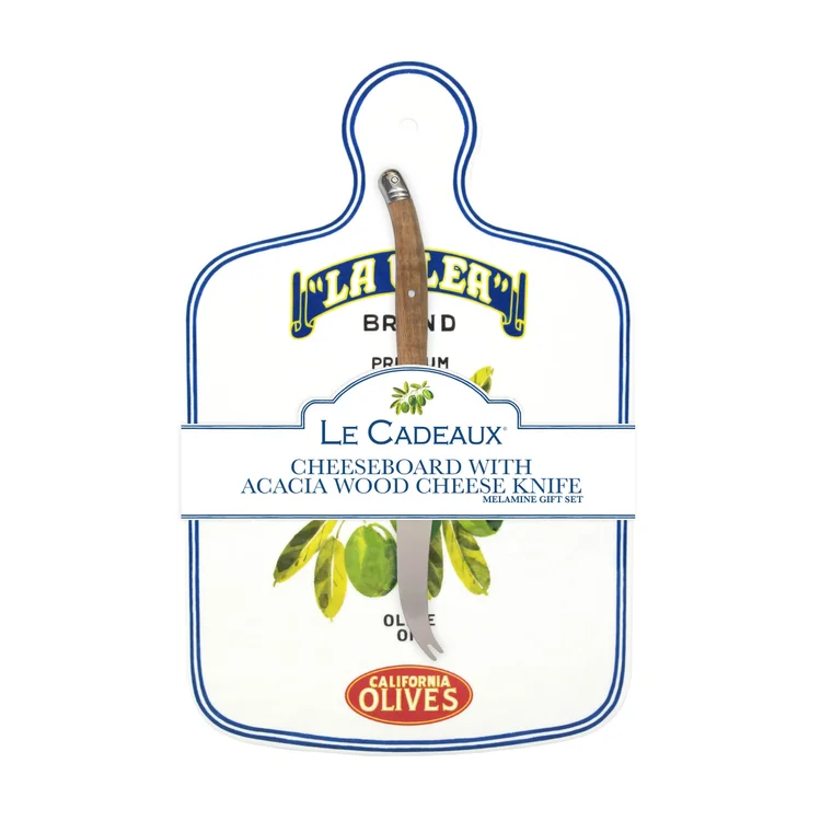 Vintage Olive California Melamine Cheeseboard Gift Set