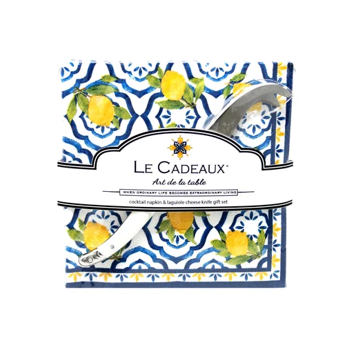 Palermo Cocktail Napkins & Cheese Knife Gift Set
