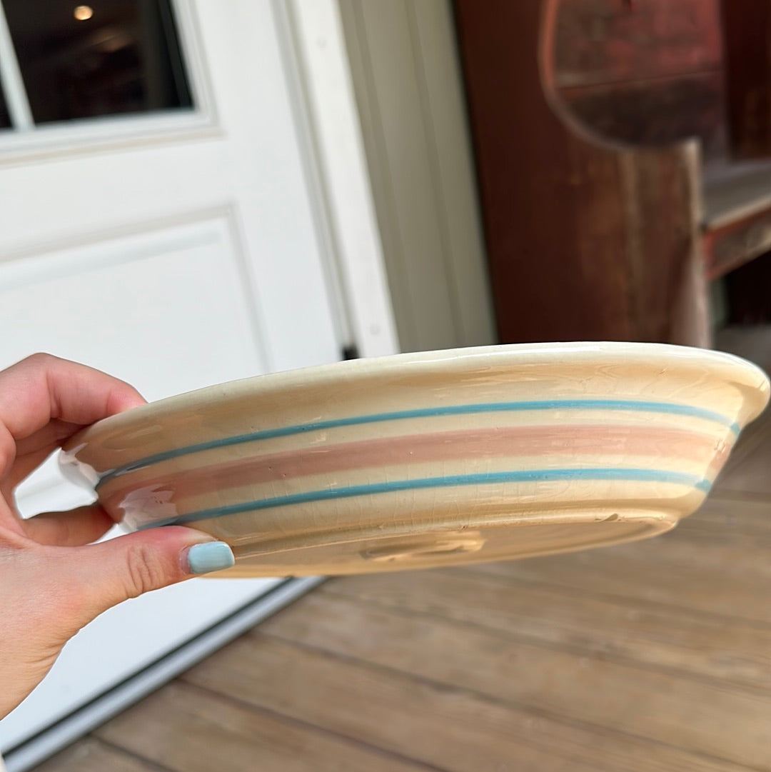 Vintage McCoy Pink & Blue Stripped Pie Plate