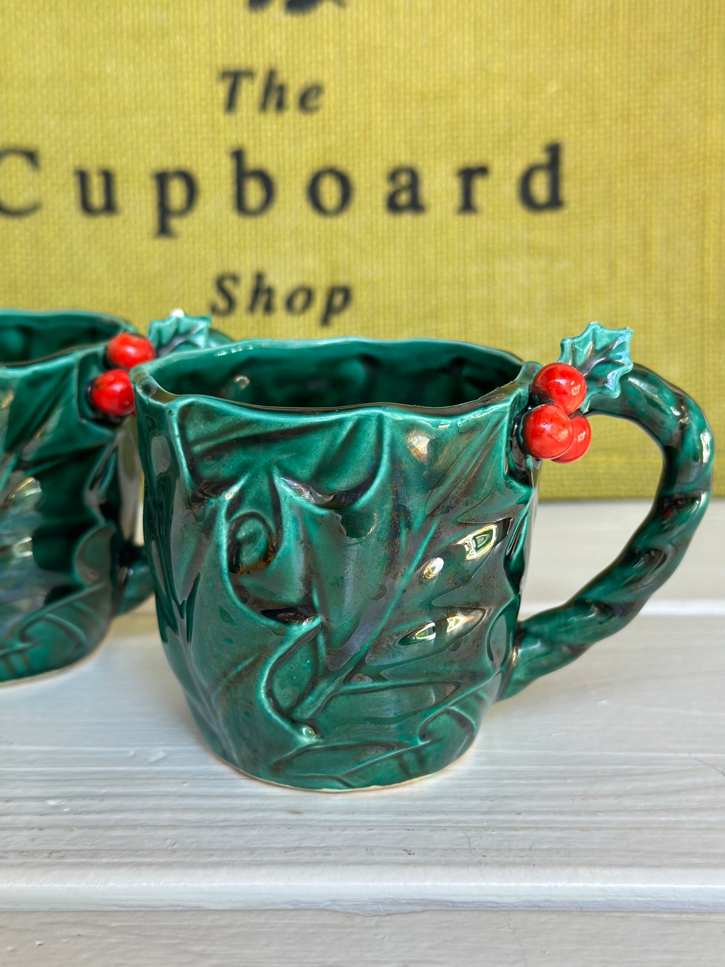 Vintage Lefton Holly Mugs