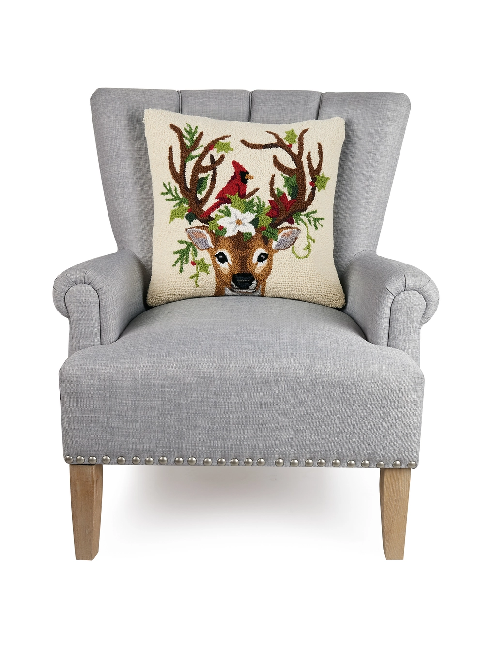 Reindeer and Cardinal Hook Pillow