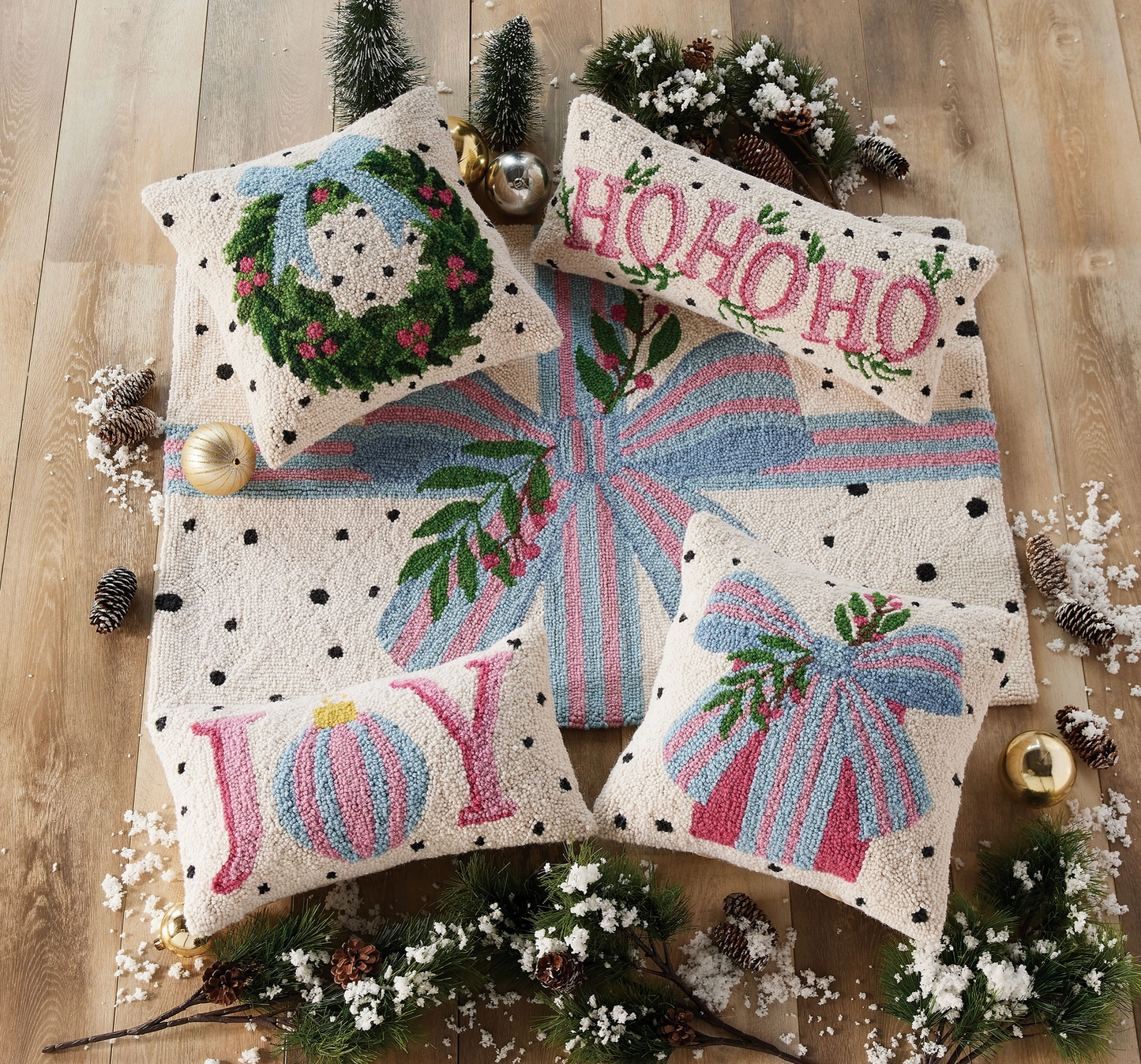 Spotted Holiday Joy Hook Pillow