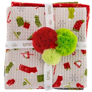 Holiday Waffle Weave Dishcloth S/4