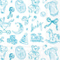 Baby Toile Cocktail Napkin Blue
