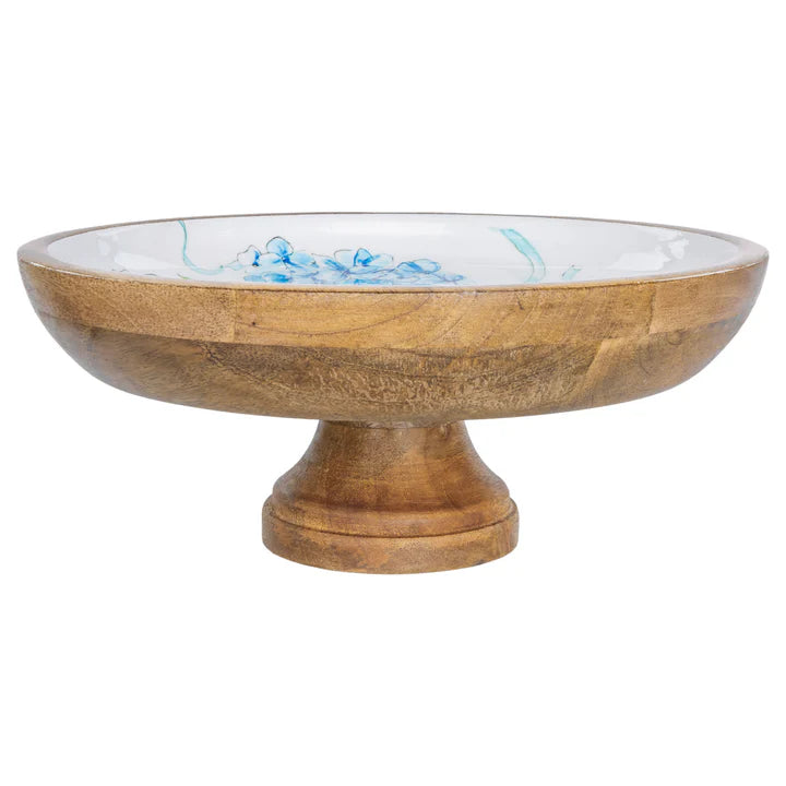 Hydrangea Ribbon Pedestal Platter