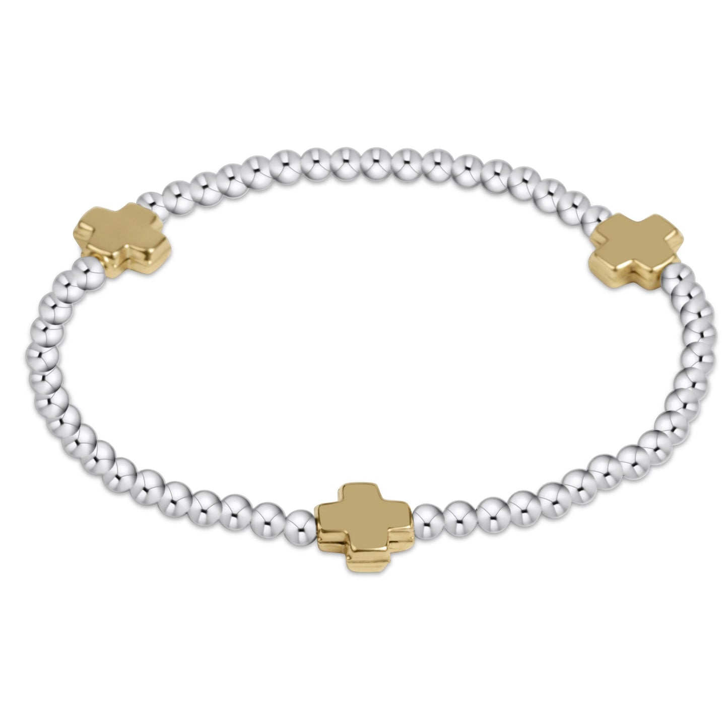 Extends Signature Cross 3mm Mixed Metal Bracelet - Gold