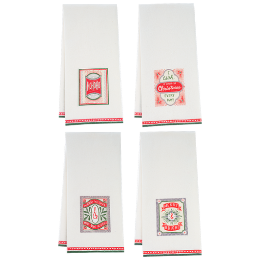 Retro Holiday Message Tea Towel