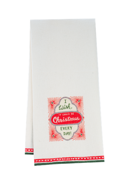 Retro Holiday Message Tea Towel