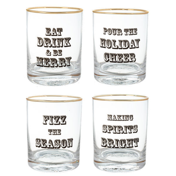 Holiday Message Low Ball Glasses