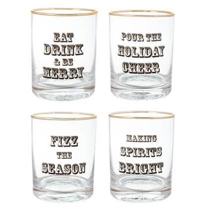 Holiday Message Low Ball Glasses