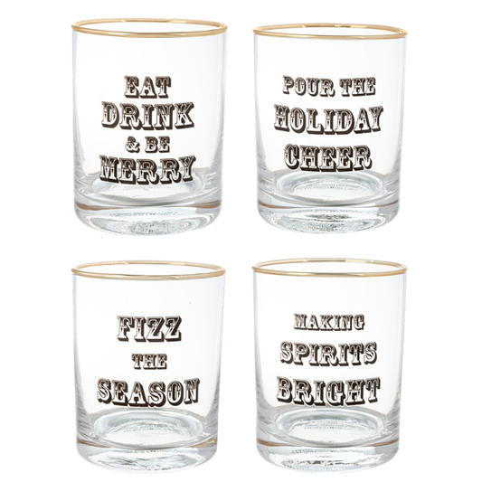 Holiday Message Low Ball Glasses
